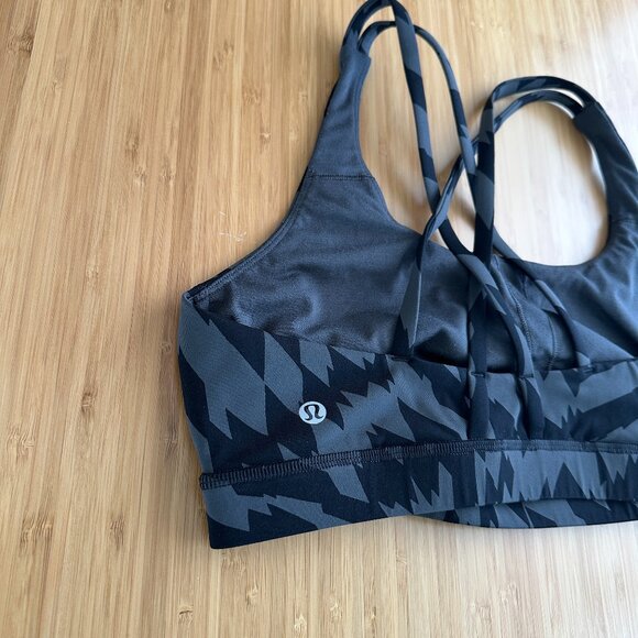 lululemon Energy Bra Medium Support B-D Cups Black/Grey Size 10 EUC - Picture 8 of 13